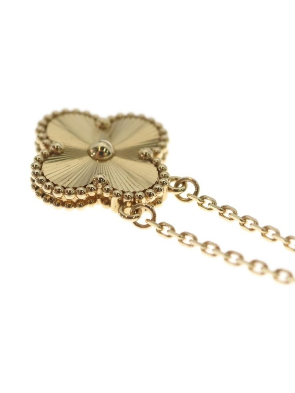 Van Cleef & Arpels Vintage Alhambra Guilloche Pendant Chain Gold - Picture 5 of 6